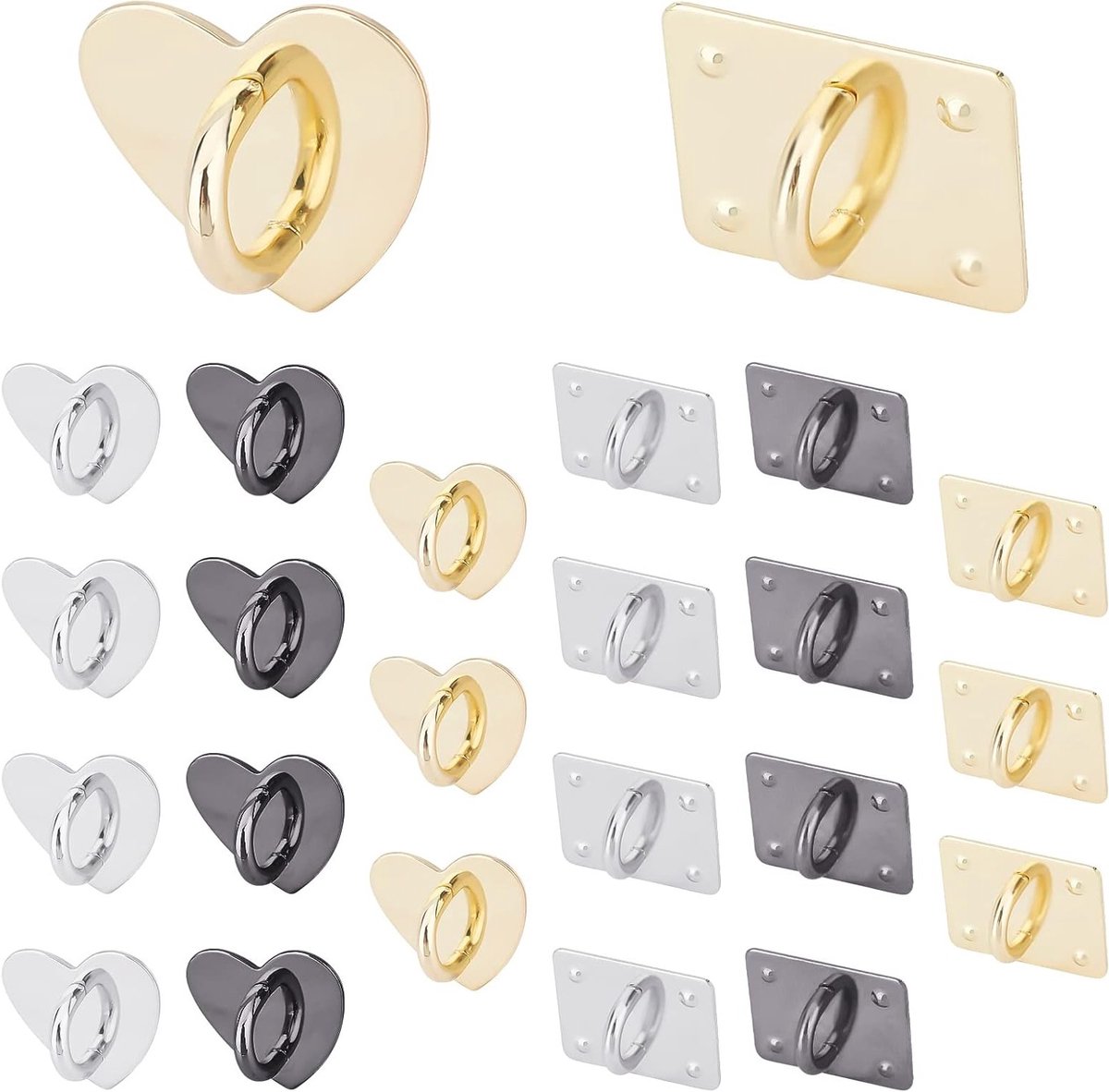 24 Stuks Telefoon Ringhouder in 3 Kleuren, Hart en Vierkant Vorm, Zelfklevende Metalen Grip voor Mobiele Telefoons en Accessoires