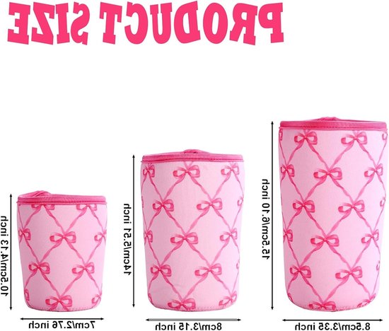 3x Ijskoffie Mouwen Set - Herbruikbare Neopreen Bekerhoezen voor Koude & Warme Dranken - 3 Maten — afbeelding 5