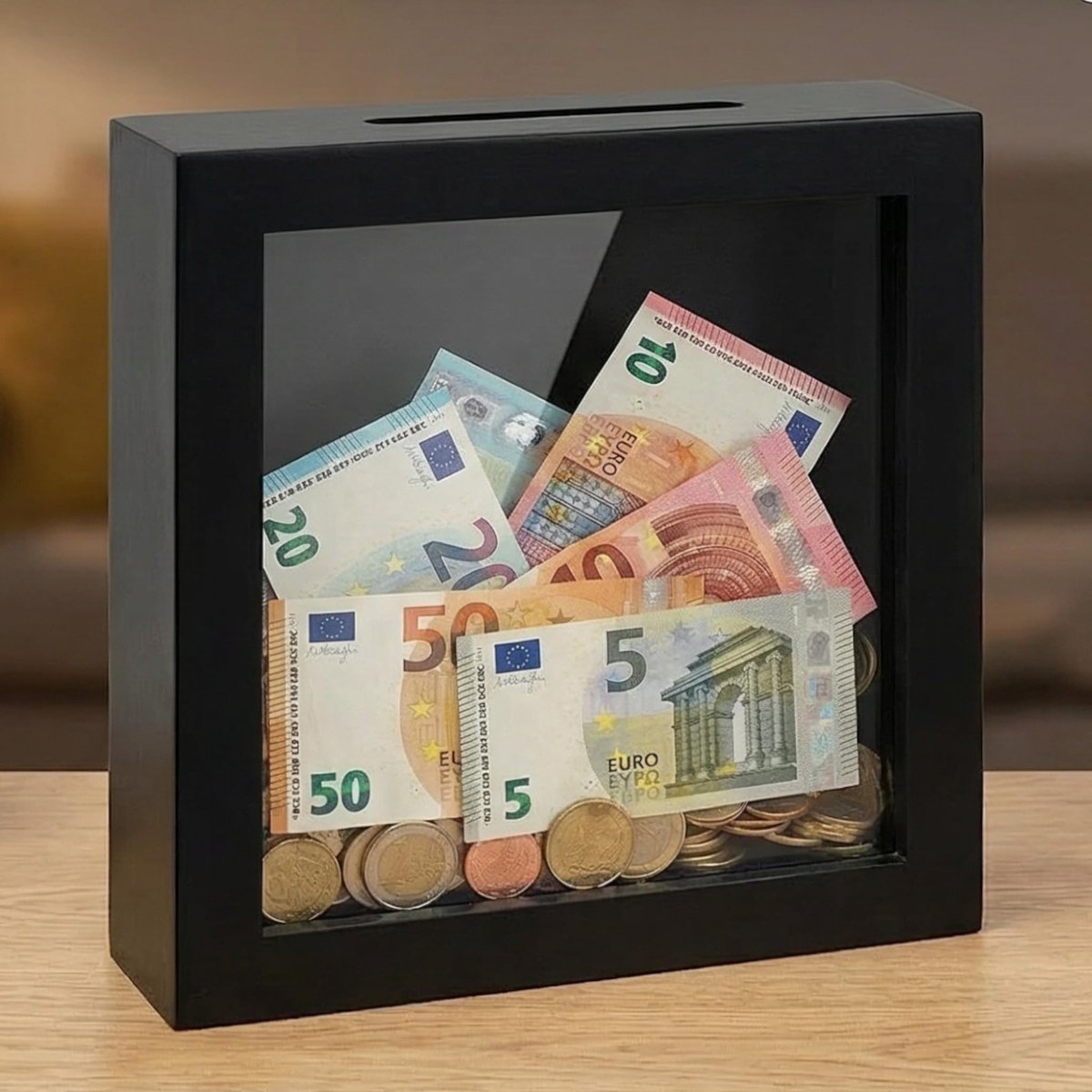 Vt products - Spaarpot - 3D-fotolijst - Herinneringen vastleggen - Zwart - Spaarvarken - Dromen en doelen - Geschikt voor kinderen en volwassenen - Re