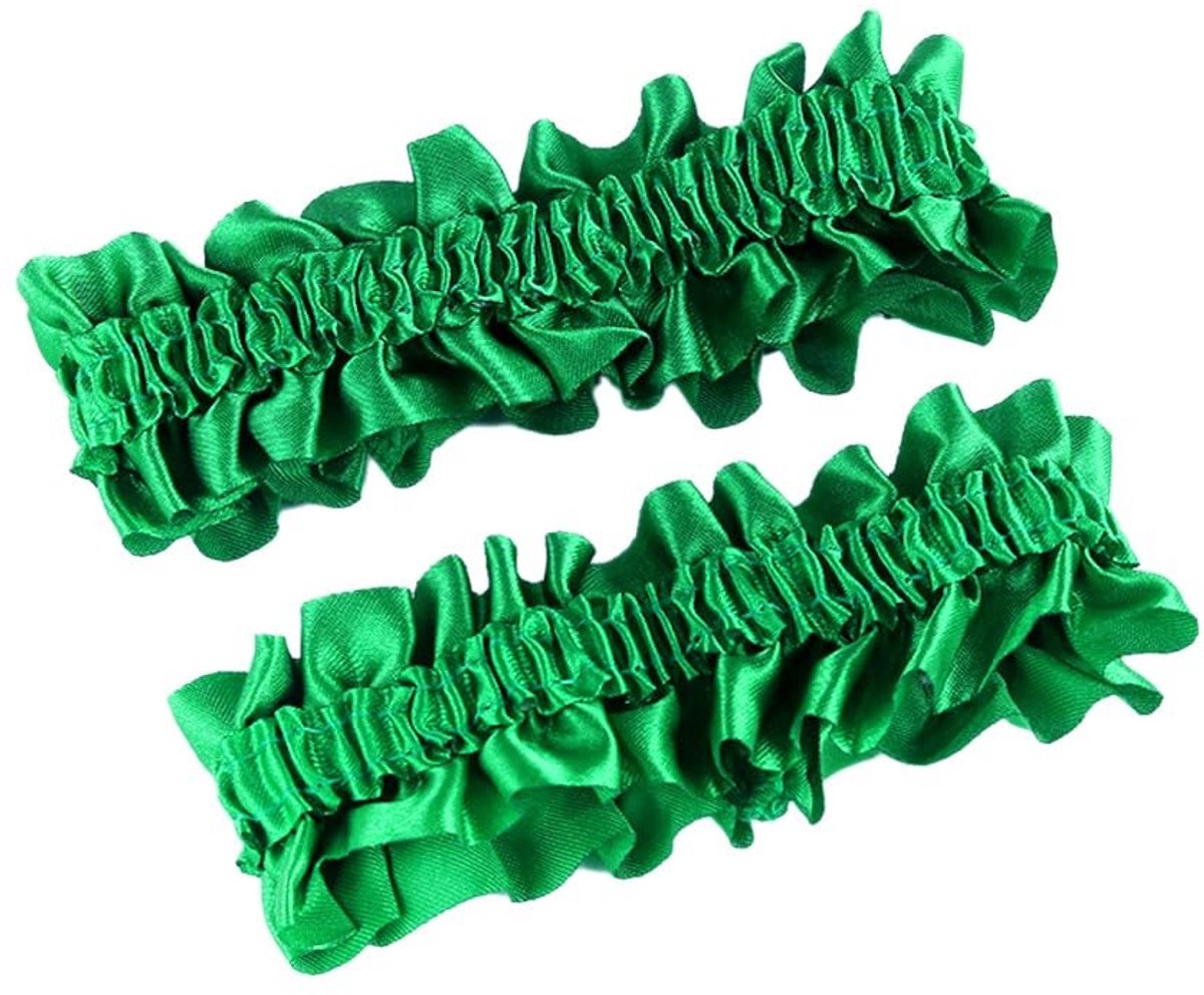 Set van 2 Elegante Bruids Garter Belts - Satin en Kant - Groen