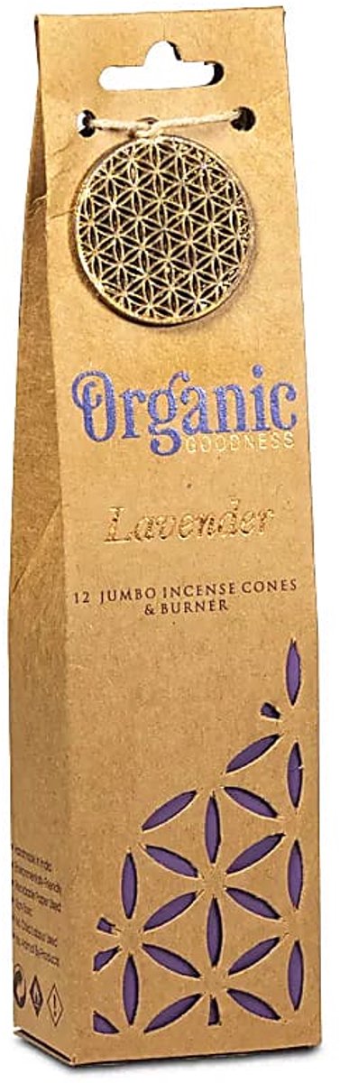 Organic Goodness Lavendel Wierookkegelsbrander - pakket van 6 stuks - 72 G - 72 g