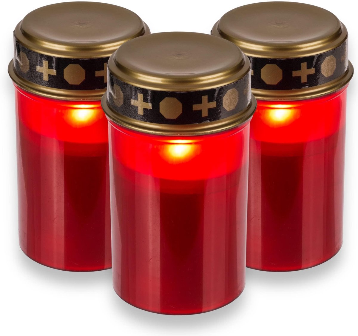 ONF3 - LED graflampen - graflamp voor buiten - batterijgevoed - rood - flikkerend effect - 6 maanden lichttijd - geschikt voor grafverlichting