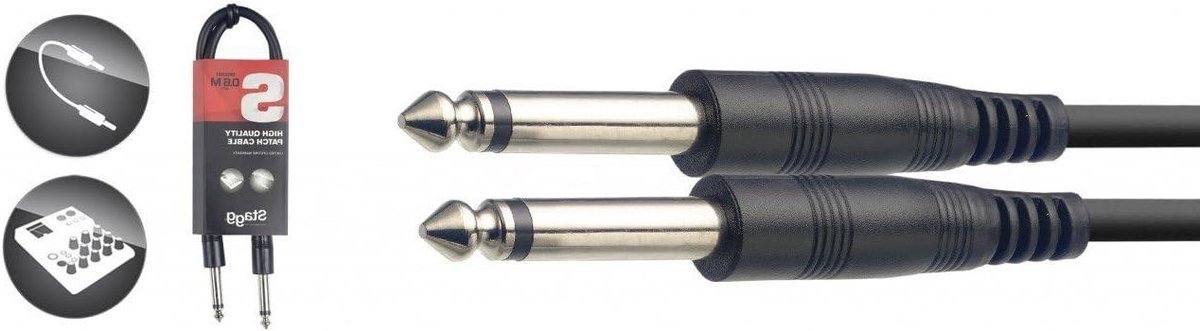 Patchkabel - Jack kabel - Muziekapparatuur verbinden - Hoge kwaliteit S-serie - 60 cm - Zwart