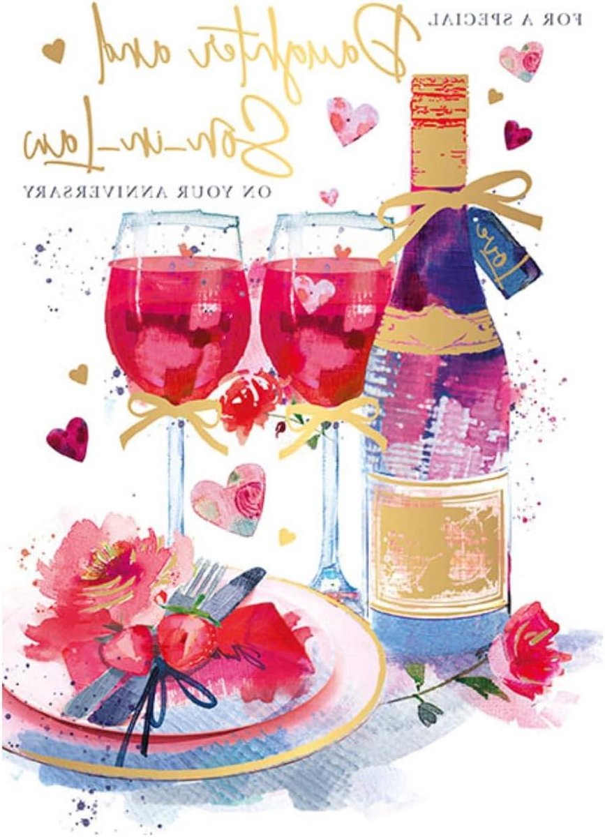 Verjaardagskaart Dochter Schoonzoon - Wenskaart Feestdag - Speciaal Paar Feliciteren - Reliëf en Foliedetails - 220 x 154 mm