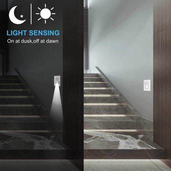 Lichtschakelaar met nachtlampje - Wandlamp schakelaar - Veilige verlichting - Automatische sensor - 2 stuks - Wit van Merkloos — afbeelding 2