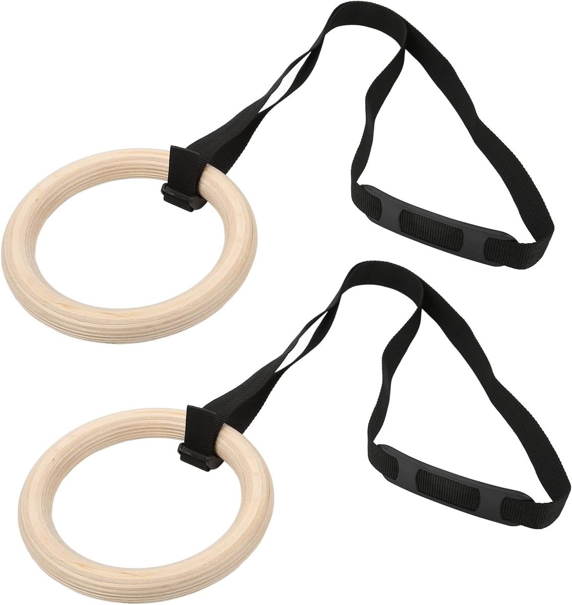Houten Gymnastiek Ringen voor Thuis, Verstelbare Calisthenics Apparatuur voor Full Body Workout, 350lbs Capaciteit