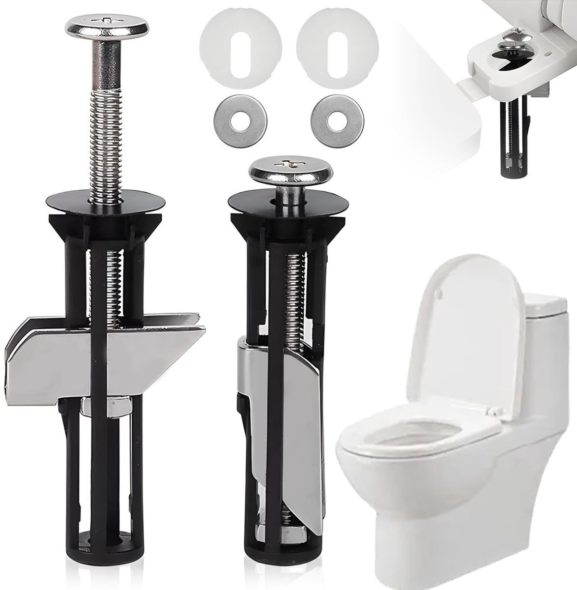 Duurzame Toiletbril Bevestigingsset, Universele Bevestigingskit voor Toiletbrillen, Inclusief Schroeven en Accessoires voor Eenvoudige Installatie in Huis en Kantoor