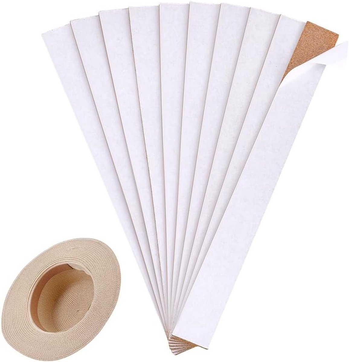 10 Stuks Hoedmaatverkleiner 9.8 x 1 Inch Zelfklevende Kurkbladen voor het Aanpassen van Hoedmaat, Hoedversteviging, Cowboyhoeden en Meubelaccessoires