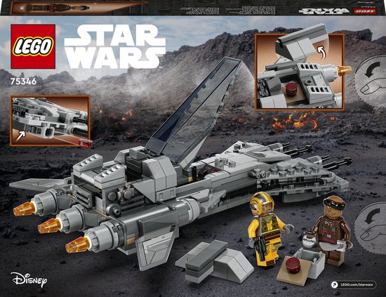 Doos van LEGO Star Wars "Pirate Snub Fighter" met model en twee minifiguren, inclusief een piloot in geel.