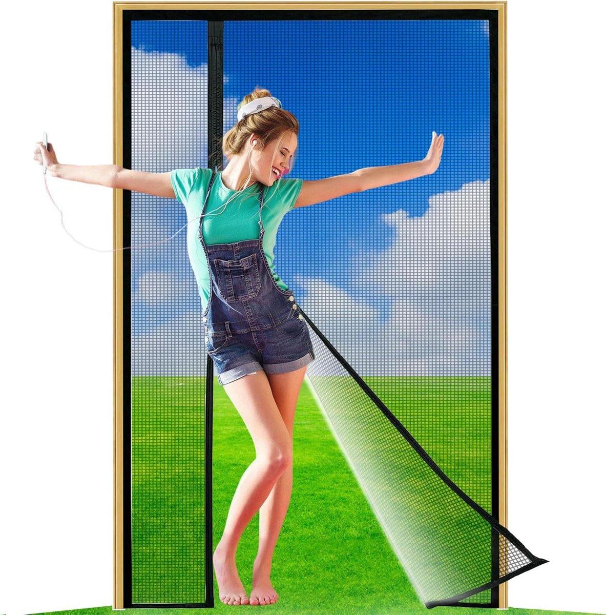 Horizontaal Hor - Magentisch Deurhor - Insecten Buiten Houden - Automatische Sluiting - 120x180cm - Zwart