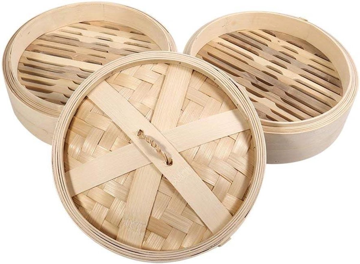 Bamboe Stoommand - Stoomoven Mand - Gezond Koken - Natuurlijke Smaak - 22 cm - Natuurlijk