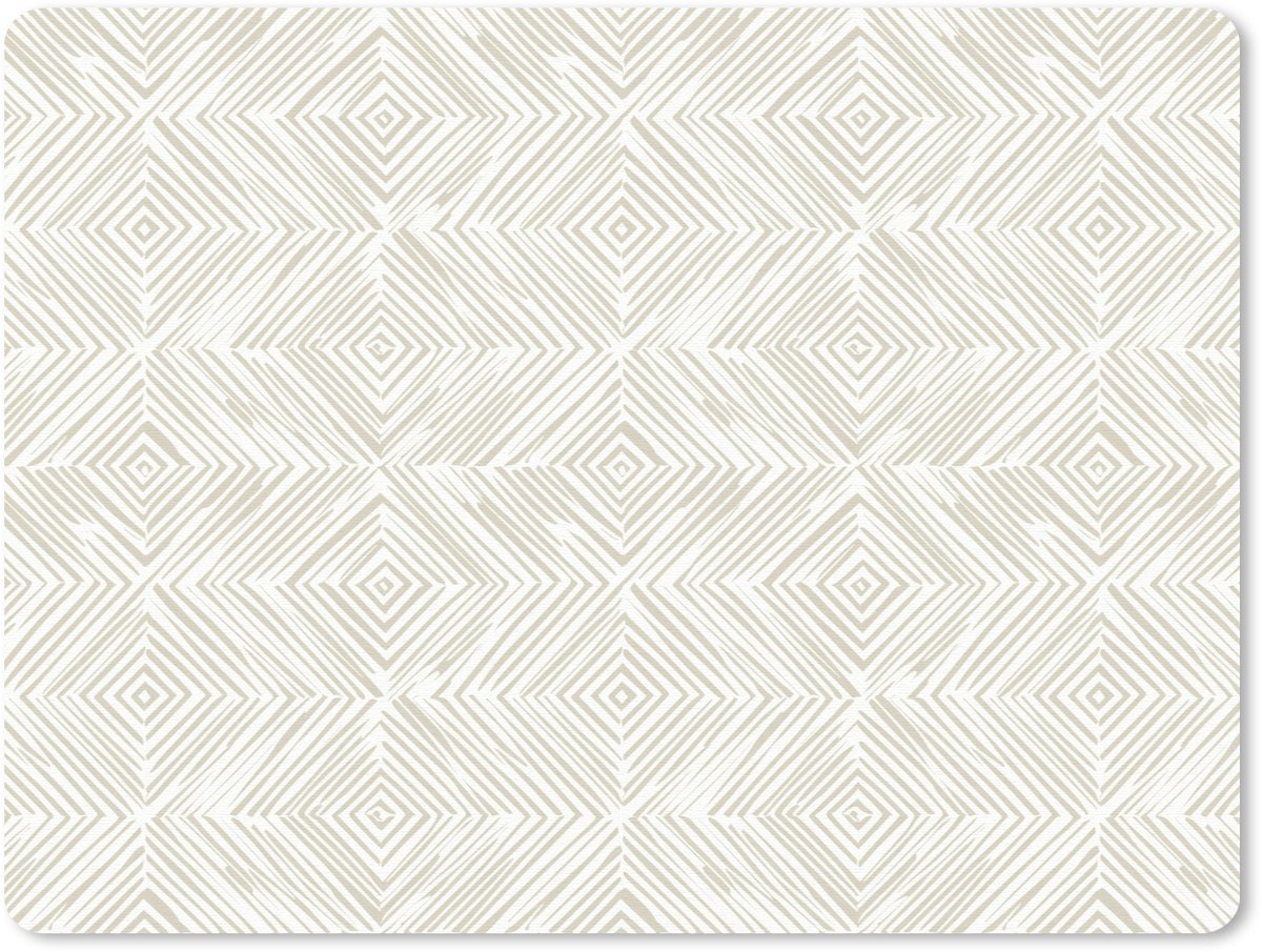 Muismat 12x10 cm - Mousepad Abstract - Ruiten - Beige - Muismatten