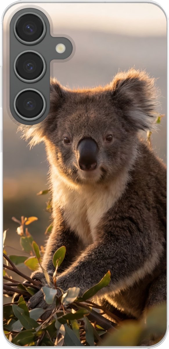 Telefoonhoesje Geschikt voor Samsung Galaxy S24 Plus hoesje - Koala - Bladeren - Ochtendlicht - Siliconen Telefoonhoesje Telefoonhoesje