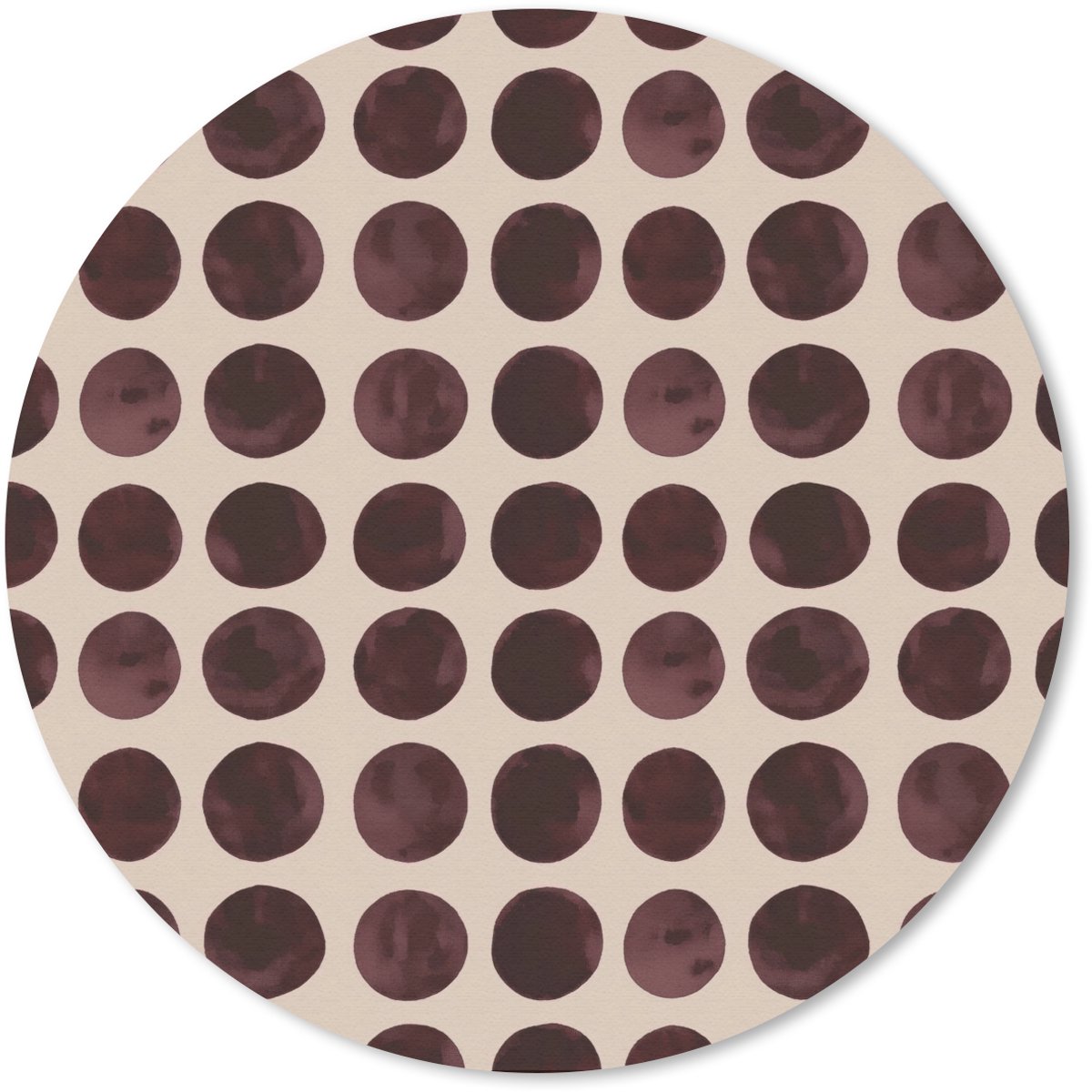 Muismat rond 30x30 cm - Mousepad Stippen - Patroon - Bruin - Ronde muismatten