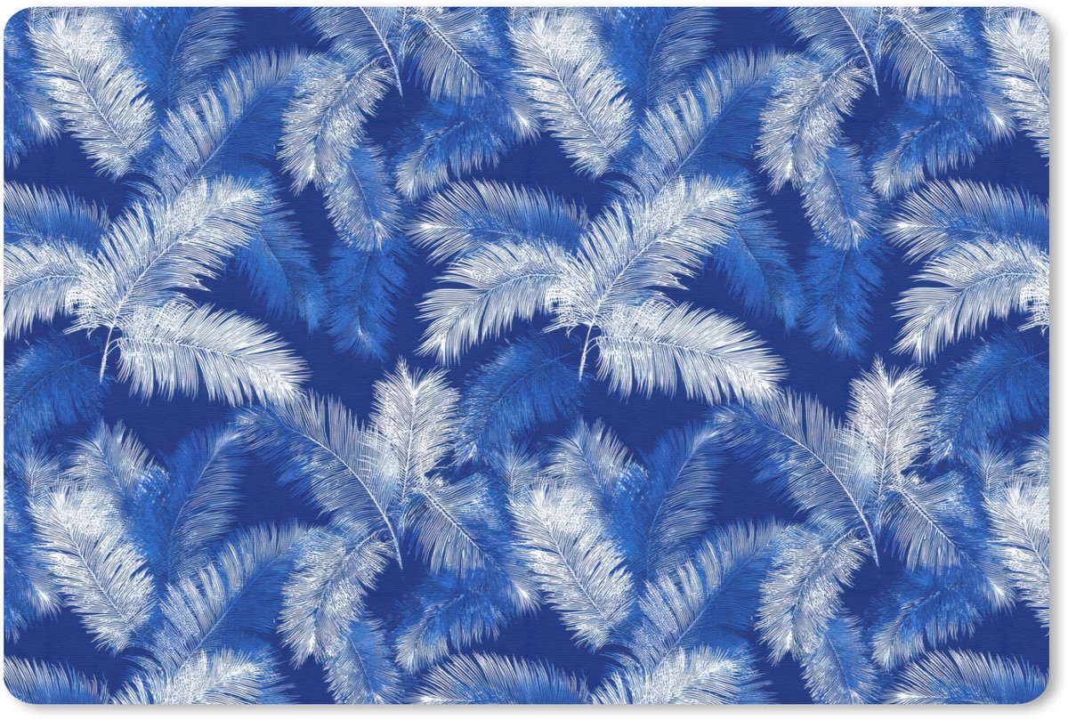 Muismat 13x8 cm - Mousepad Palmblad - Patroon - Blauw - Muismatten