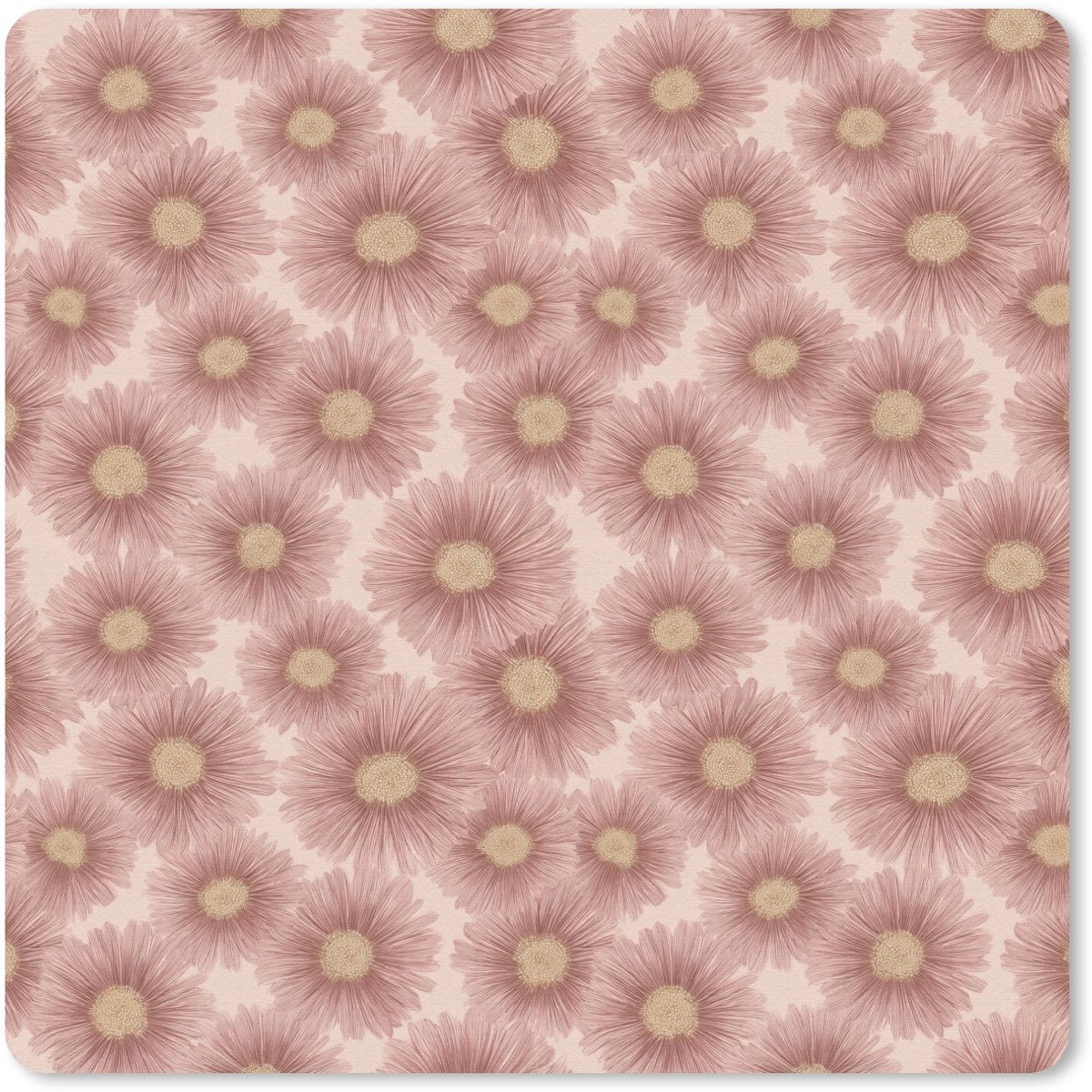 Muismat 20x20 cm - Mousepad Gerbera - Bloemen - Roze - Muismatten