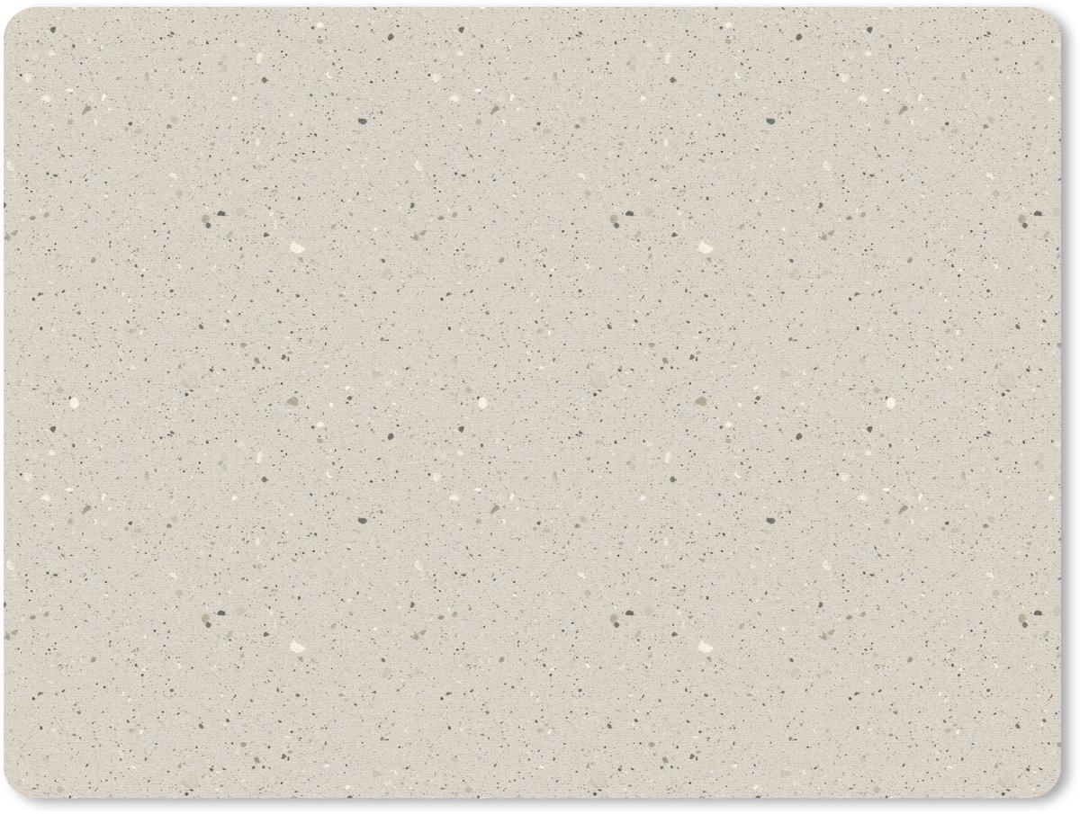 Muismat 12x10 cm - Mousepad Lichtbeige - Terrazzo - Grijs - Muismatten