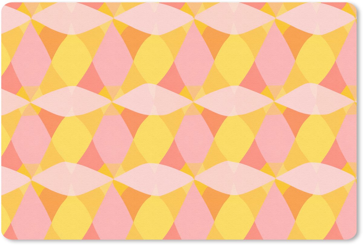 Muismat 13x8 cm - Mousepad Kleurrijk - Ruitpatroon - Bladvormen - Muismatten