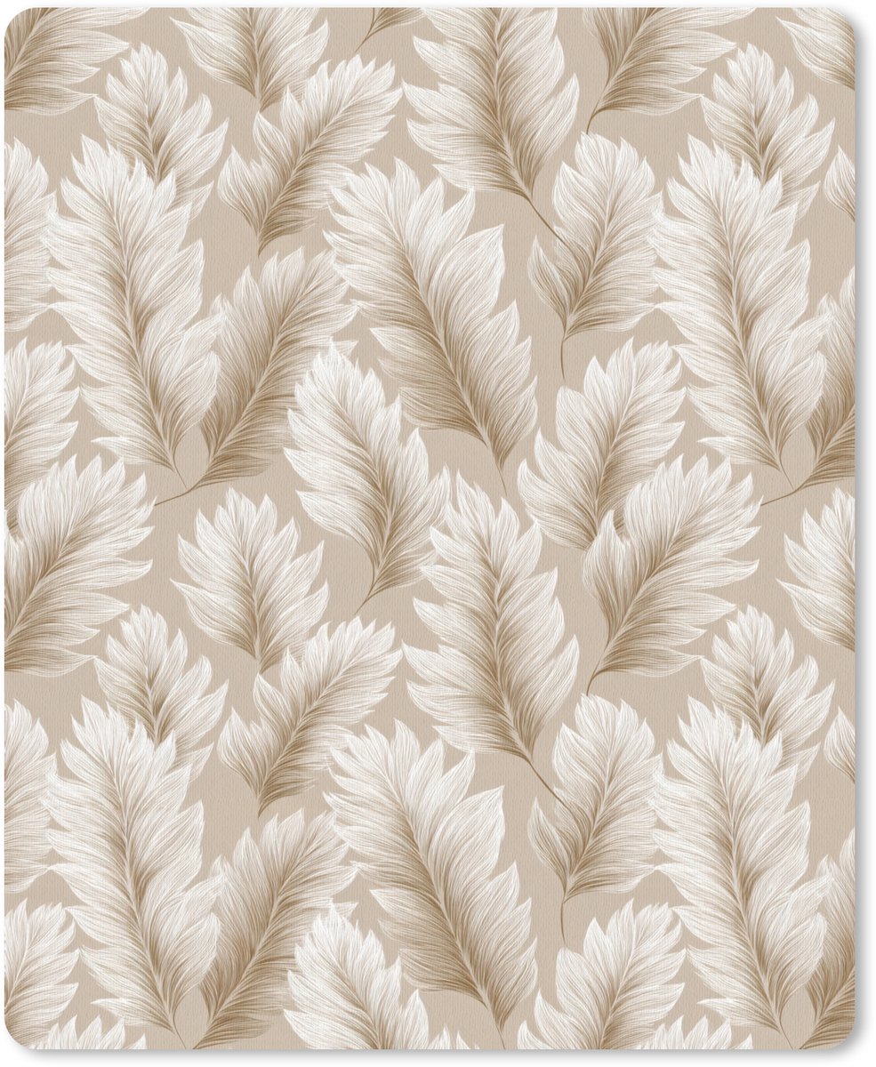 Muismat 12x16 cm - Mousepad Botanisch - Patroon - Beige - Muismatten