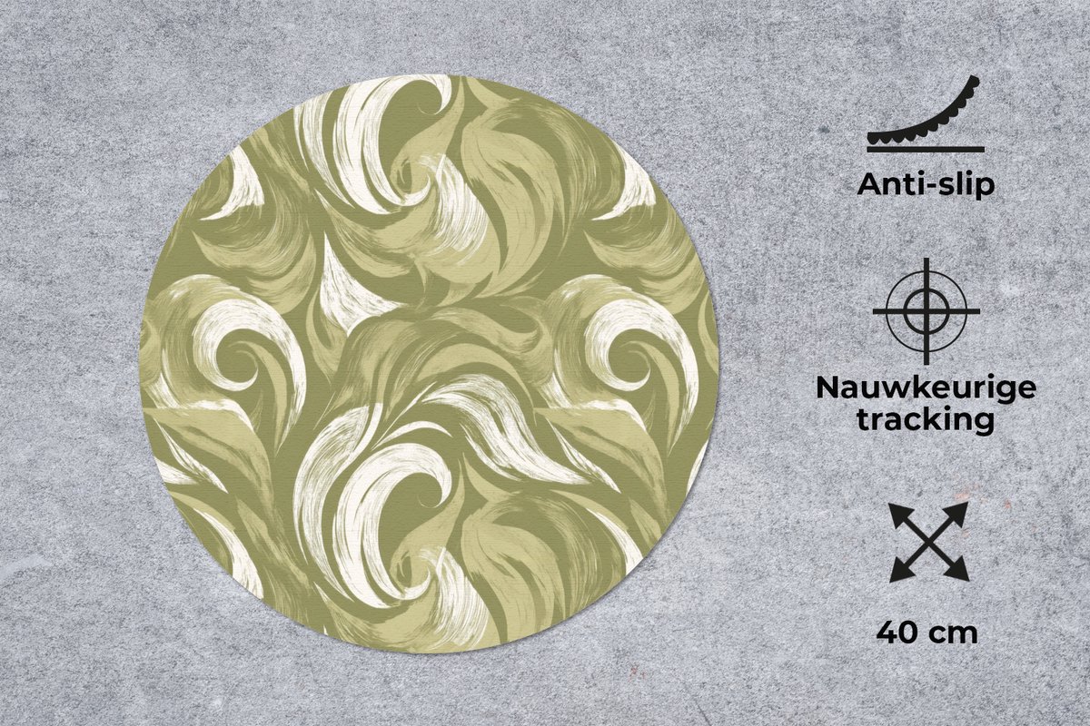 Muismat rond 40x40 cm - Mousepad Abstract - Textuur - Groen - Ronde muismatten
