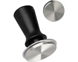 Stainless steel coffee tamper - espresso tamper 53 mm - met stabiele handgreep - Barista accessoires met Ripple Base koffie stamp voor cafés en koffie liefhebbers