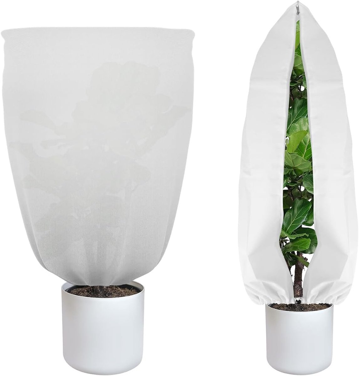 Plant Frost Protection Bags - 2Pcs Winter Garden Fleece voor Planten - 100x80CM - Handige Zip en Trekkoord Design - Mini Greenhouse Growing Tent van Ademend Non-woven Stof