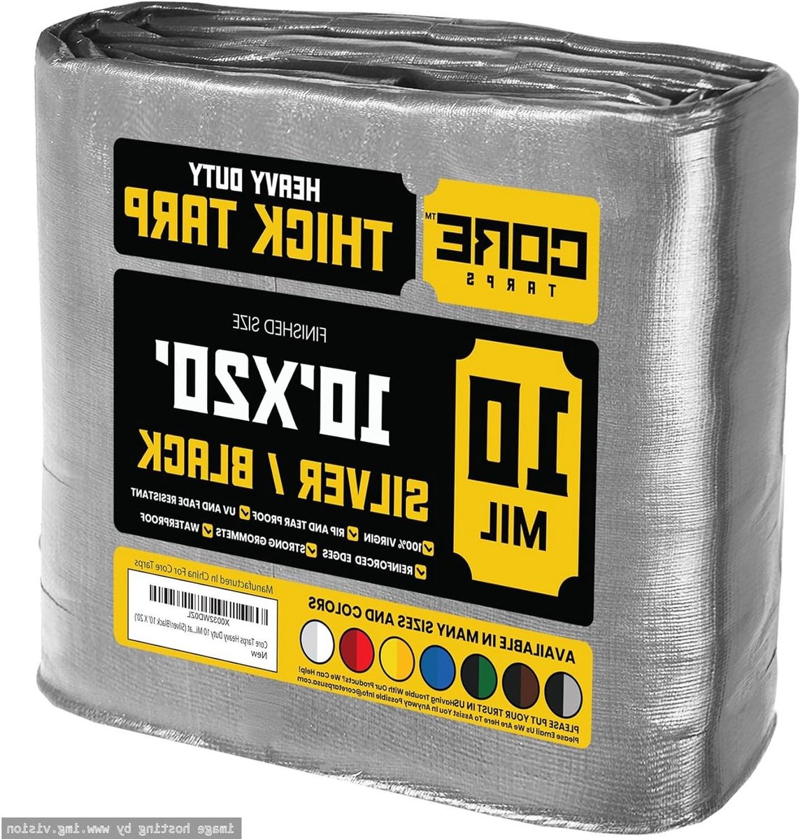 Waterdicht Buitenzeil - Afdekzeil Beschermhoes - Bescherming Tegen Weer - Scheurvast Polyethyleen - 3m x 6.1m - Zilver/Zwart