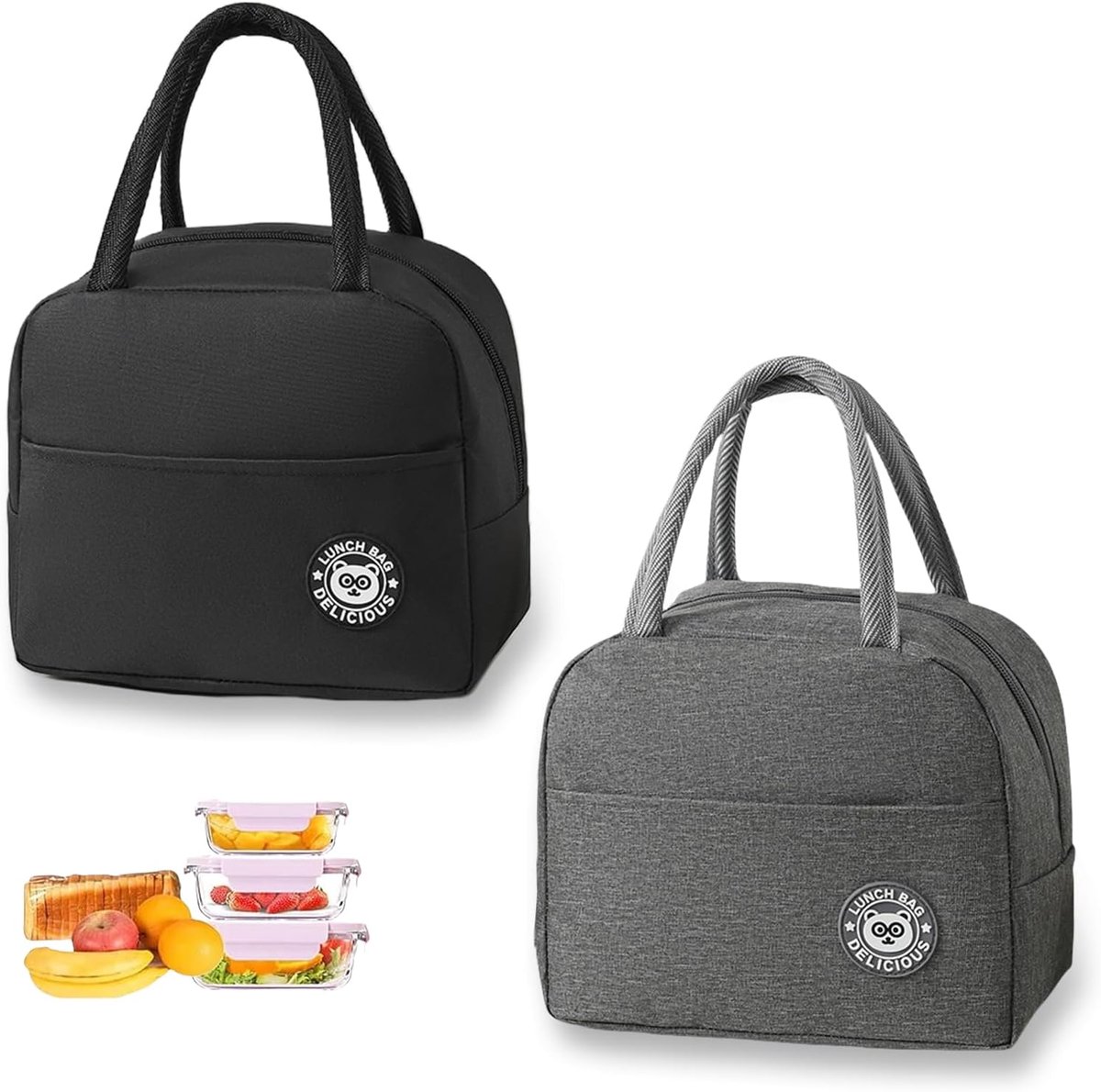 Mini Cooler Bag - Kleine Koeltas voor onderweg - Vouwbare Thermische Lunchtas voor Kinderen - Geïsoleerde Tas voor School, Kantoor, Picknick - Set van 2