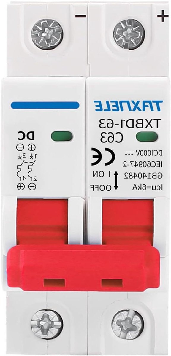 DC Stroomonderbreker - Miniatuur schakelaar Batterij isolator - Zonne-energie systeem - Magnetisch triggersysteem - 1000V 25A - Grijs