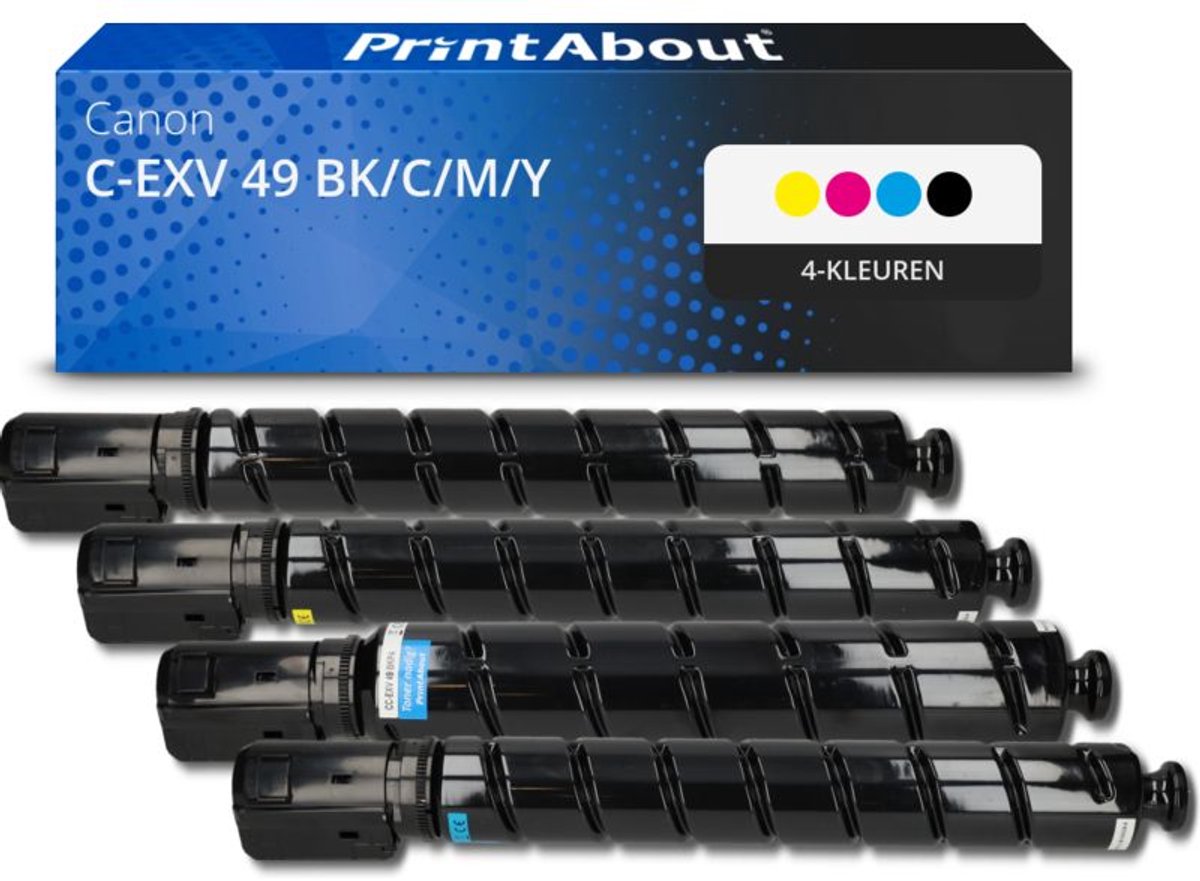 PrintAbout huismerk Toner C-EXV 49 BK/C/M/Y 4-kleuren Multipack geschikt voor Canon