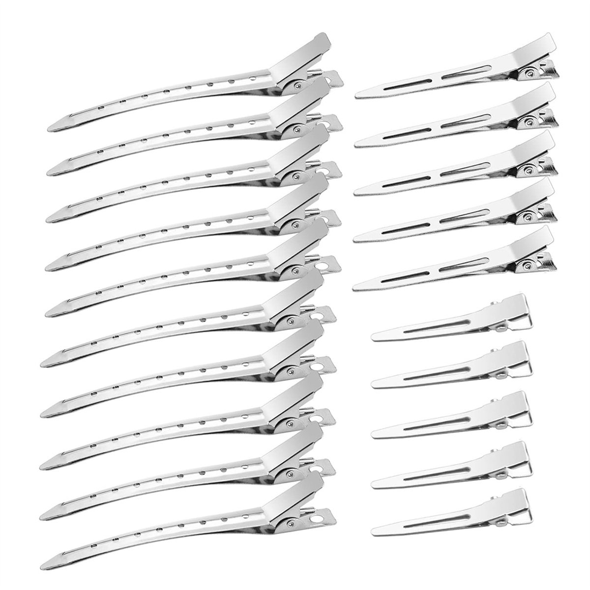 carmdering - Haarspelden - Veerhaarspelden - Roestvrijstalen klauw-Kappers Haarklemmen - 24 stuks - Grote Haarklem - Stevige Platbek Haarclip - Professionele Haarspeld - Afdeelklemmen