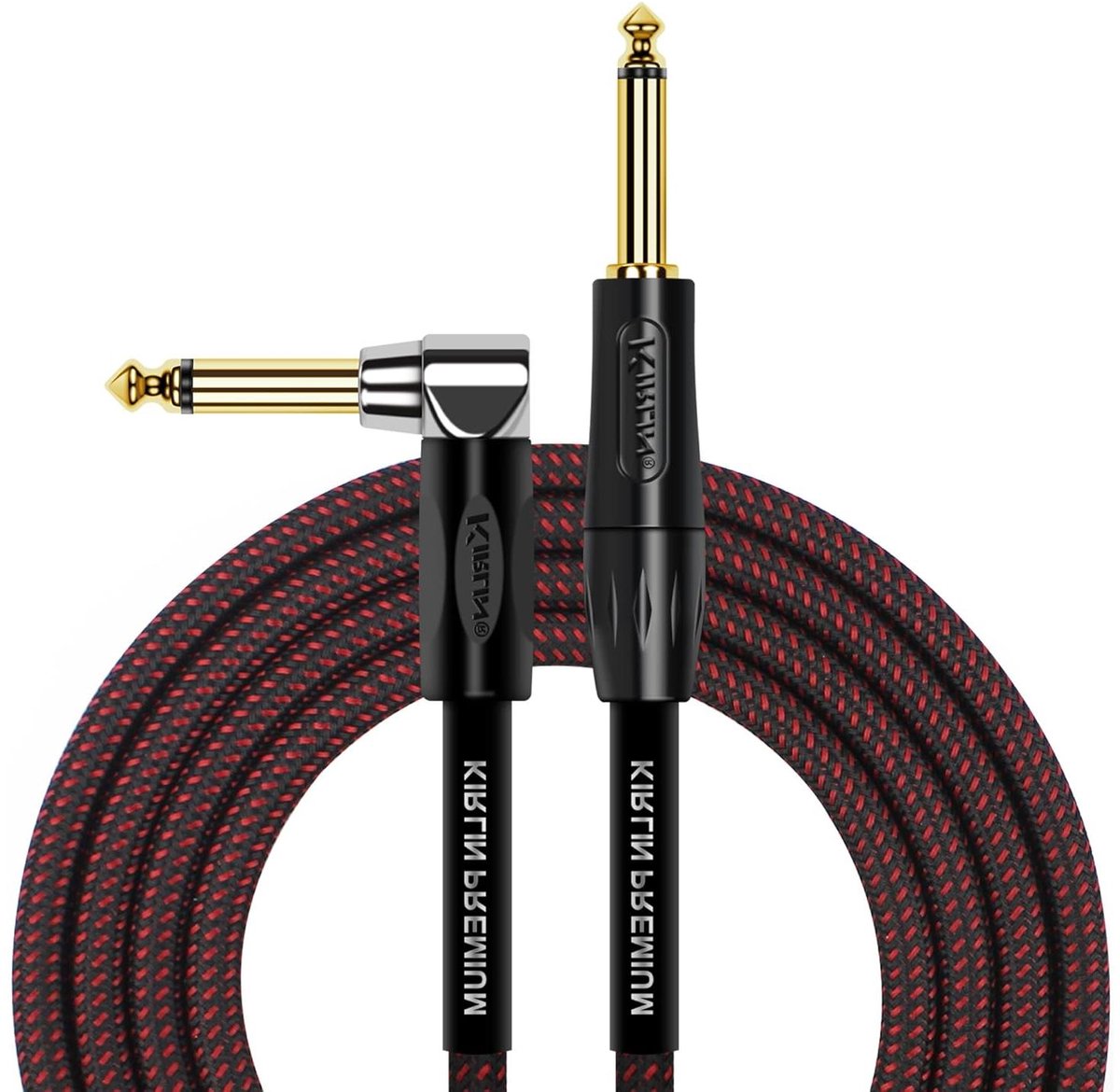 Instrument Kabel - Gitaarkabel AUX - Muziek Maken - Gevlochten Jasje - 10 voet - Zwart Rood