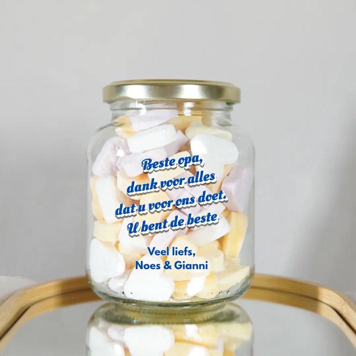 Gepersonaliseerd Cadeau - Luxe Snoeppot met Eigen Tekst - Uniek Bedankje - Cadeau voor Papa - Cadeau Idee Opa - Cadeau voor een Vriend - Origineel Verjaardagscadeau - Snoeppot Gevuld met Snoepjes