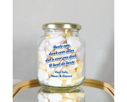 Gepersonaliseerd Cadeau - Luxe Snoeppot met Eigen Tekst - Uniek Bedankje - Cadeau voor Papa - Cadeau Idee Opa - Cadeau voor een Vriend - Origineel Verjaardagscadeau - Snoeppot Gevuld met Snoepjes