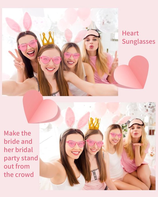 Hartjes Zonnebrillen - Feestbrillen Dames - Bruiloft Feest - Uniek Vormgegeven - 12 stuks - Roze van Merkloos — afbeelding 5