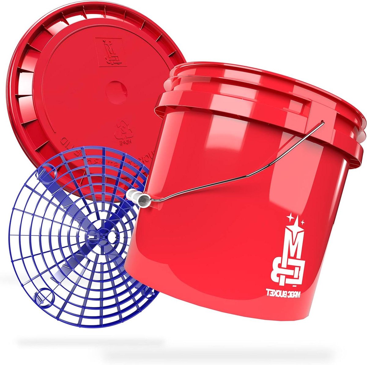 Autowas Emmer - Wasemmer Set - Auto Reinigen - Met Grit Guard Inzet - 13 Liter - Rood en Blauw