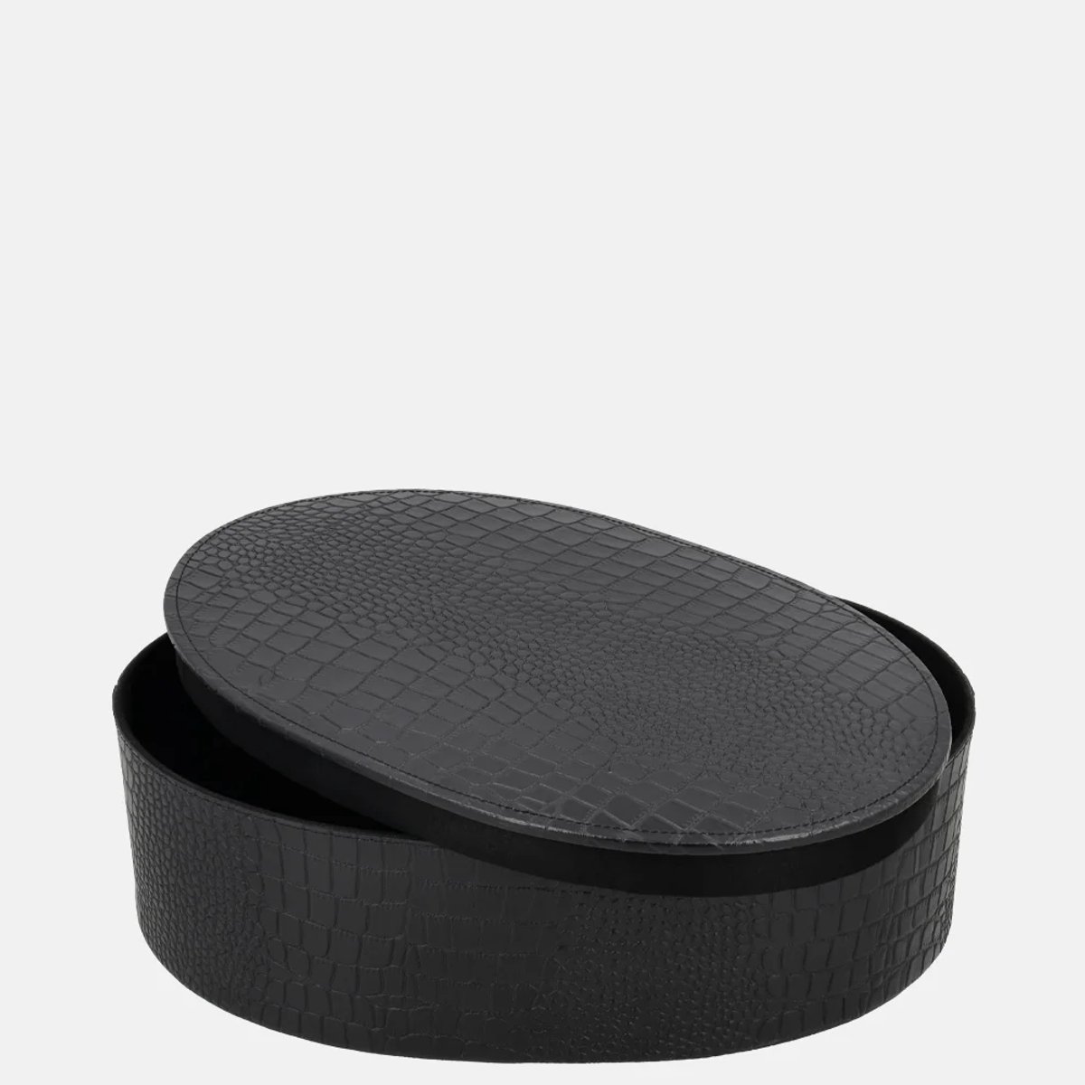 Chamada Fleur leren opbergbox ovaal croco large black