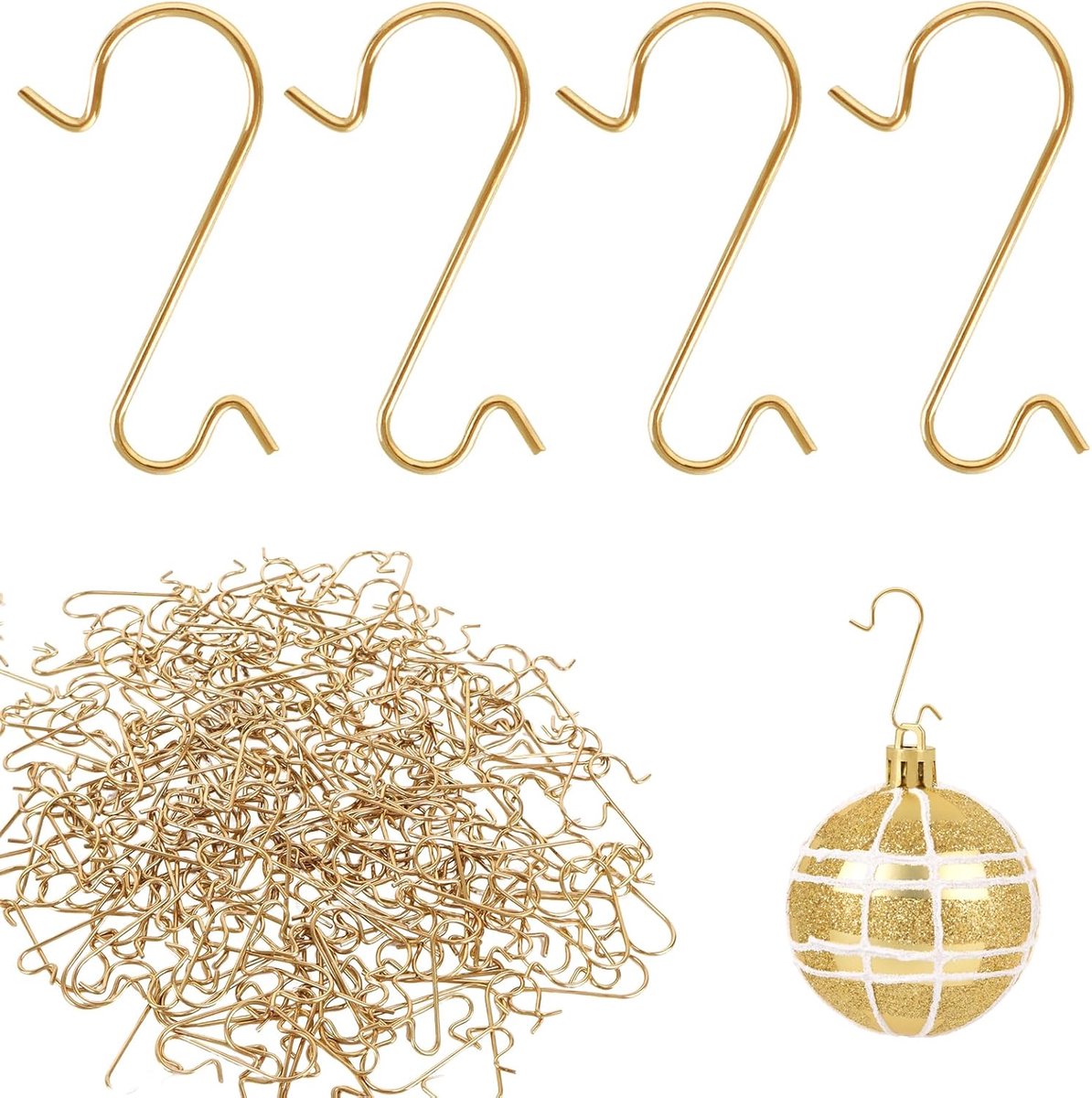 80 stuks kerstbalhaken mini S-haken kerstboomversiering haken kerstornament haken S-vormige hangers rood goud zilver groen 4-kleurige mix kerstboom decoratiehouder 5 cm met metalen haken