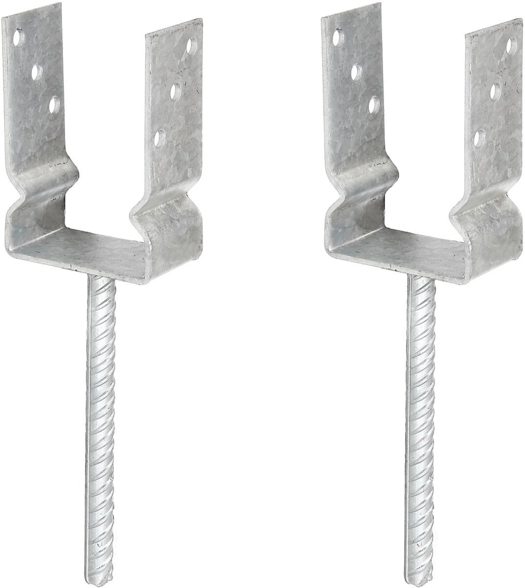 Alberts 208660 U-paalhouder | om op te schroeven of om in beton te gieten | thermisch verzinkt | vrije breedte 91 mm | set van 2