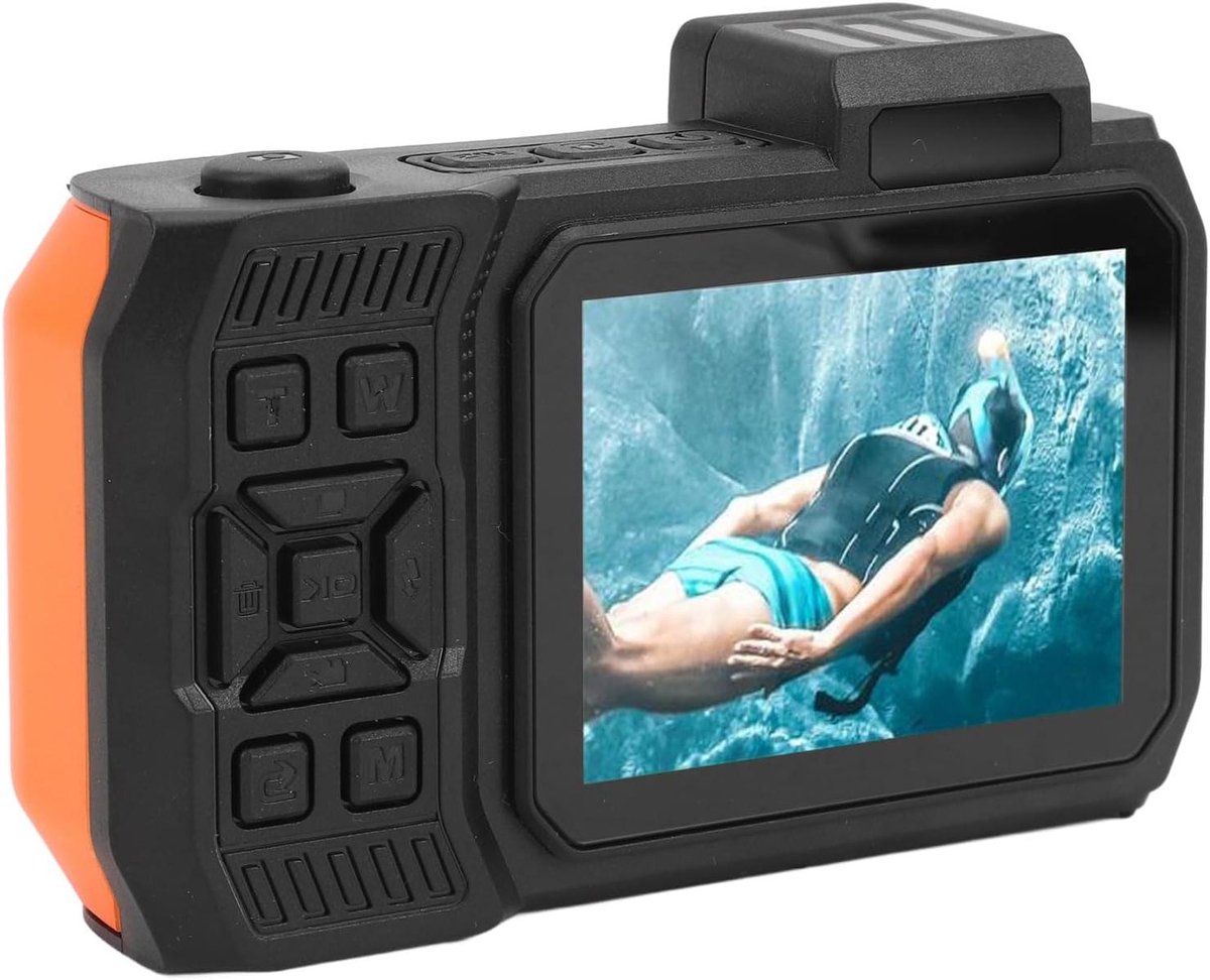 Onderwatercamera - Waterdichte camera - Onderwaterfotografie - Dubbele schermen - 10 meter diep - Oranje