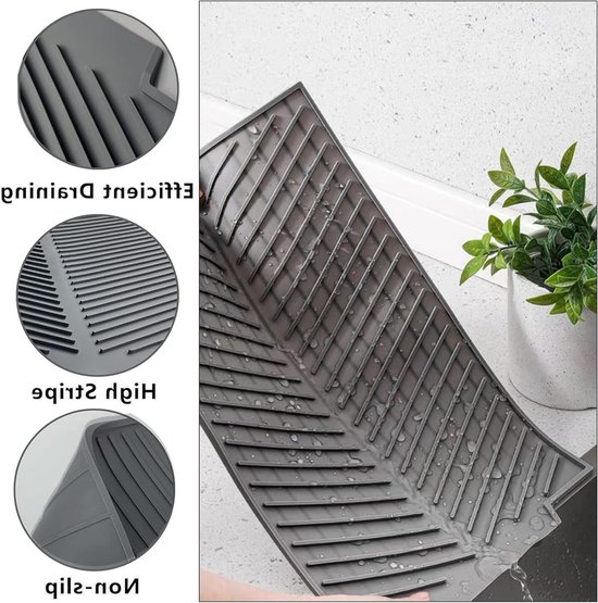 Siliconen Afvoermat voor Keuken, 43 x 33.5 x 0.5 cm, Snelle Afvoer, Bescherming Werkblad, Ideaal voor Afwassen en Drogen van Servies — afbeelding 2