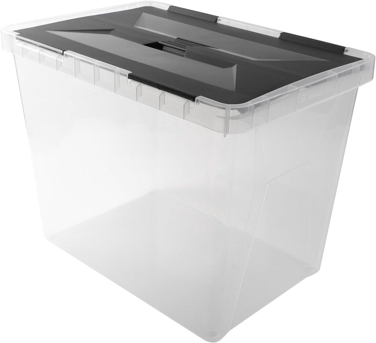 Opbergbox - Bewaarbox Bak - Spullen Opbergen - Transparant Anthraciet - 40 liter - Transparant