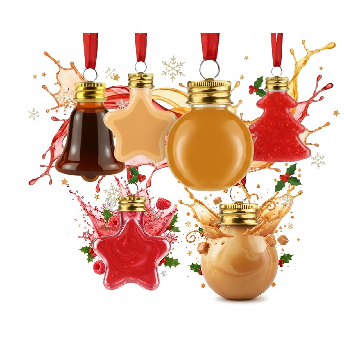 Bimberek - Kerstbal Flessen - 50 ml - Transparante Plastic - Set van 18