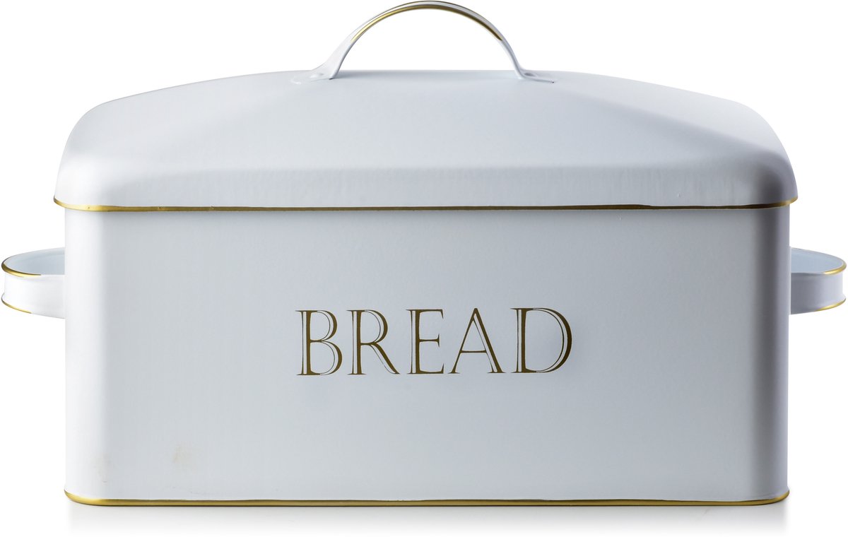 Cookini Vintage Broodtrommel - Brood Bewaartrommel - Keuken - Metaal - Vers Brood - Retro - Wit
