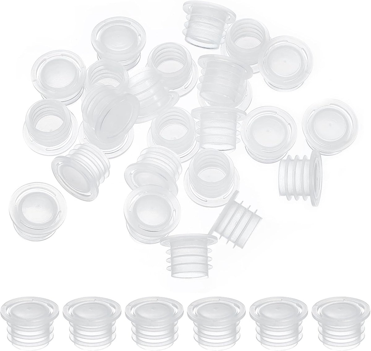 Salt en Pepper Shaker Stoppers 13mm/0.51" - 25pcs Plastic Salt Shaker Plug Replacement met Pull Ring - Herbruikbare Duidelijke Ronde Eindkap voor Jars, Flessen, Buizen