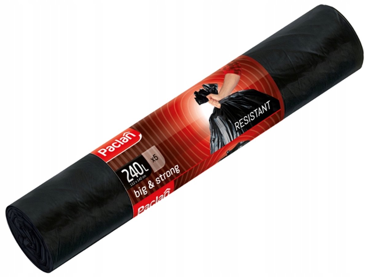 Paclan Big&Strong Serie - Vuilniszakken - 240l - Zwart - 5 Stuks