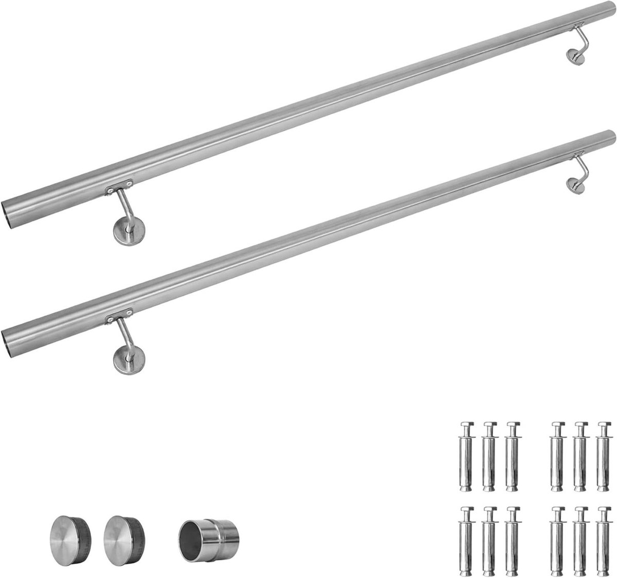 Roestvrijstalen Leuning - Handgreep Wandmontage - Veiligheid Trap - Roestvrij Staal 316 - 300cm - Zilver