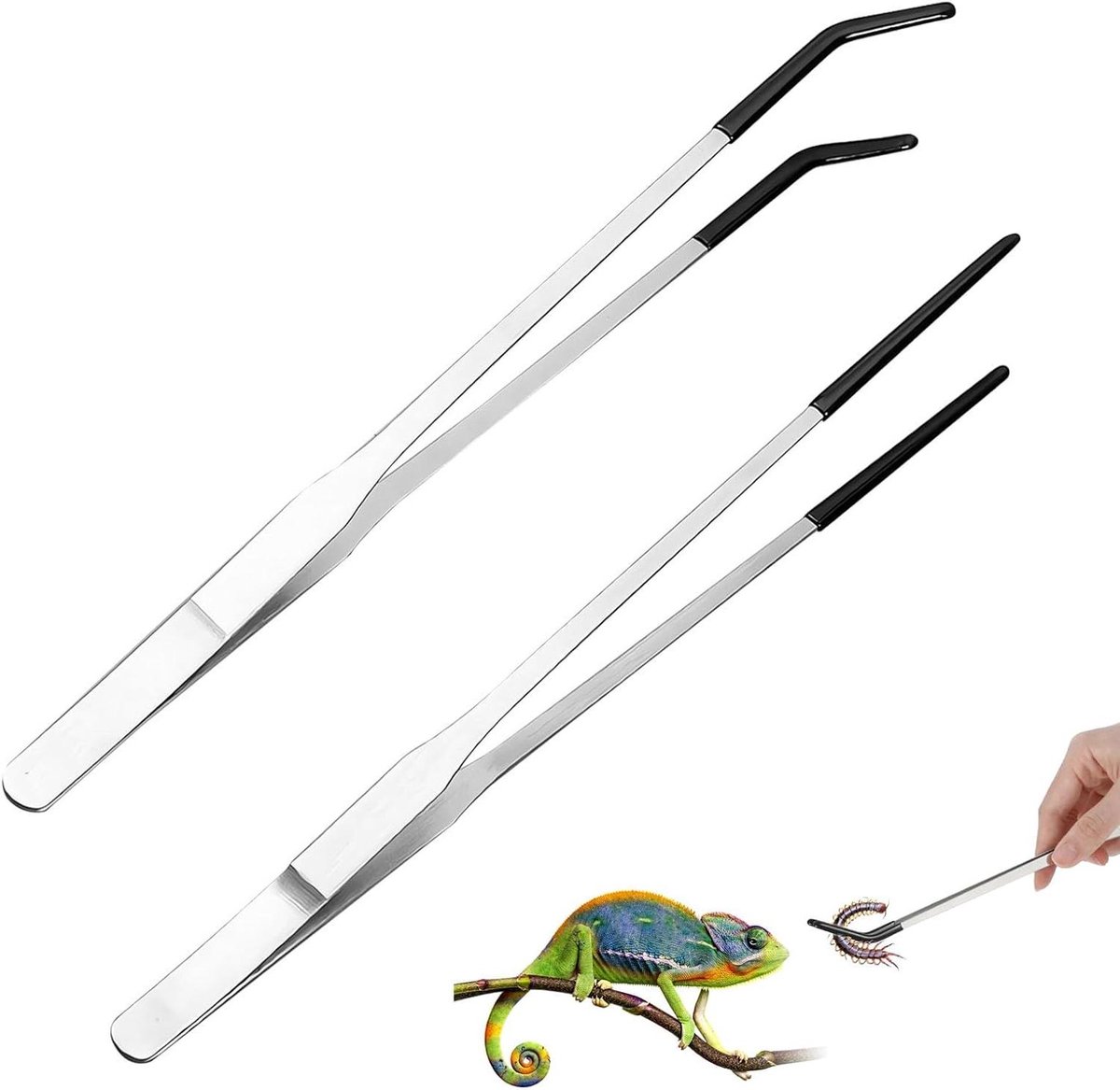Reptielen Voeder Tangen - Aquarium Tangen - Dieren Voeden - Extra Lang - 27 cm - Zilver