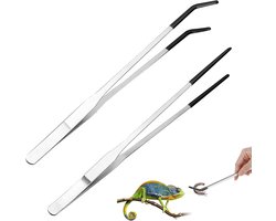Reptielen Voeder Tangen - Aquarium Tangen - Dieren Voeden - Extra Lang - 27 cm - Zilver