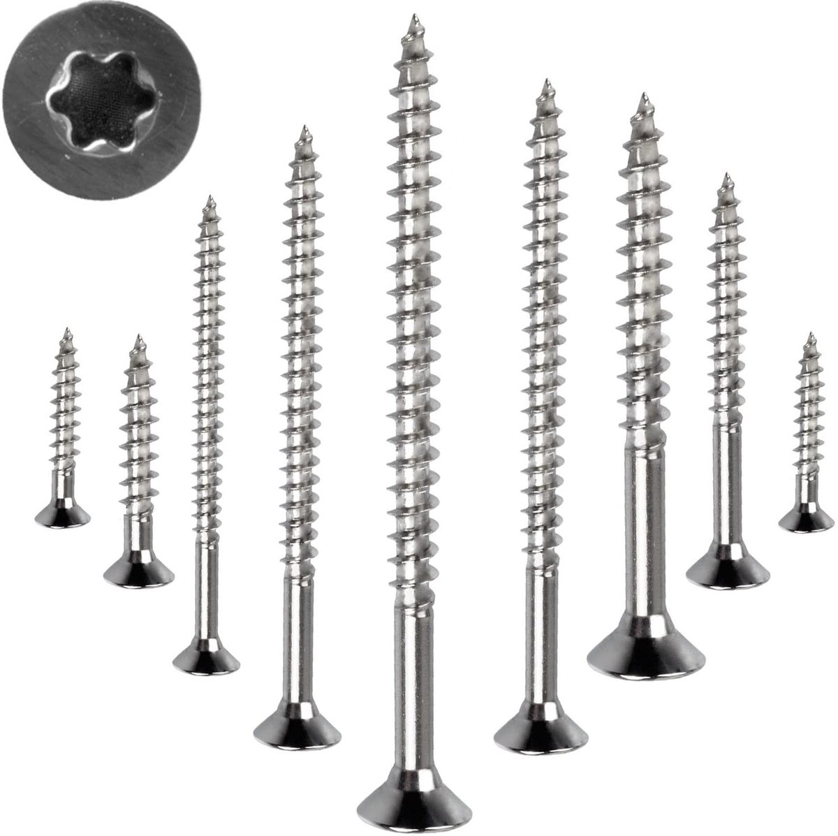 Houtschroeven Torx - Spaanplaatschroeven Universele schroeven - Meubelbouw Houtbouw - Roestvrij staal Gedeeltelijke draad - 50x100mm 1000 stuks - Zilverkleurig